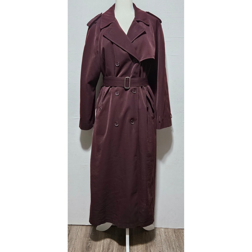 Anne Klein II Burgundy Double Breasted Trench Coat with Removable Liner Women 12